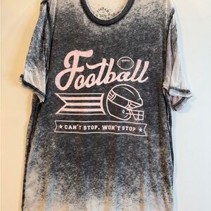 Women's Vintage Football Tee - Black and Pink